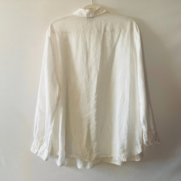 J. Jill Womens White Long Sleeve Lightweight Linen Button Up Shirt Size Large - Picture 2 of 11